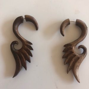 Wood carved earrings